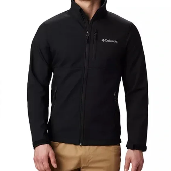 New Mens L Columbia Black Ascender ll  Softshell Outdoor Jacket water resistant - Picture 9 of 9
